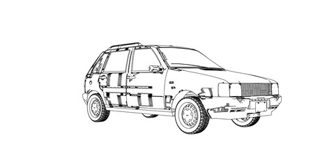 car hand drawing and sketch black and white.