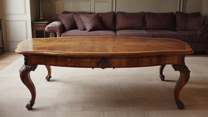 Classic Themed Living Room with a Large Sofa and a Wooden Table