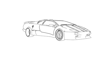 Fototapeta premium car hand drawing and sketch black and white. 