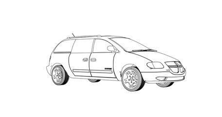car hand drawing and sketch black and white.	
