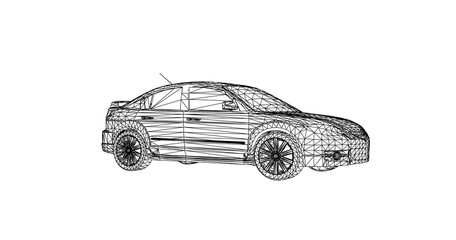 Fototapeta premium car hand drawing and sketch black and white. 
