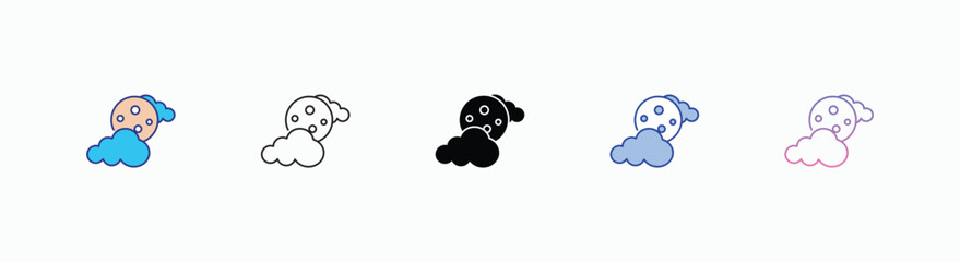 Night Few Clouds icons set in different style vector stock 