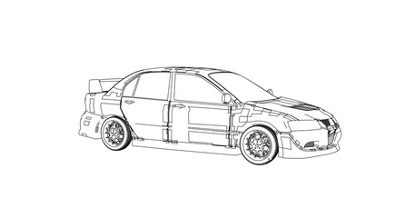 car hand drawing and sketch black and white.	