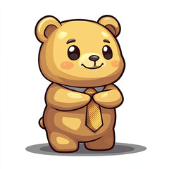 Fototapeta premium Cute chibi bear in tie, ready for big presentation with confidence