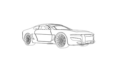 car hand drawing and sketch black and white.	