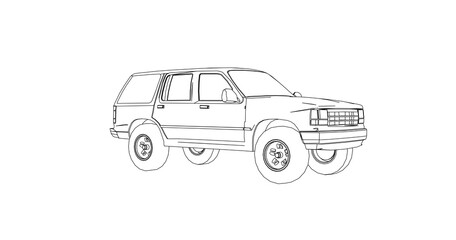 car hand drawing and sketch black and white.	