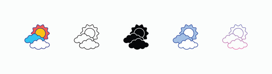 Overcast Clouds icons set in different style vector stock 