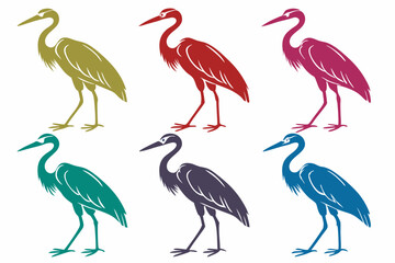 Fototapeta premium set of Herons Silhouette vector illustration