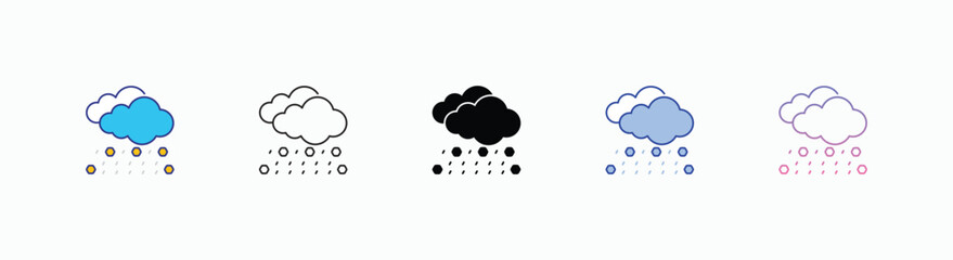 Hail icons set in different style vector stock 