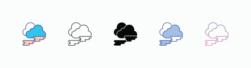 Fog icons set in different style vector stock 
