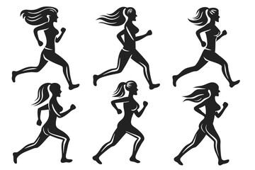 set of Running Woman  Silhouette vector illustration