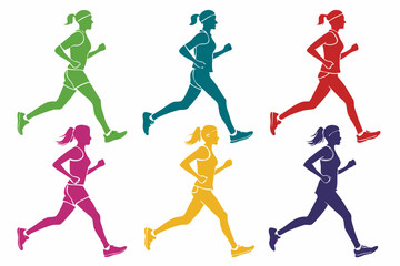 set of Running Woman  Silhouette vector illustration