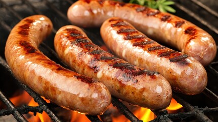 Grilled Sausages at Outdoor Cookout with Friends