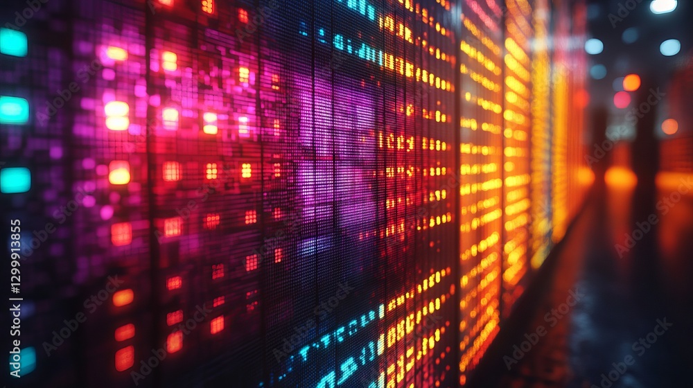 Poster retro-style technical difficulties screen featuring vertical color bars and pixelated message, evoki