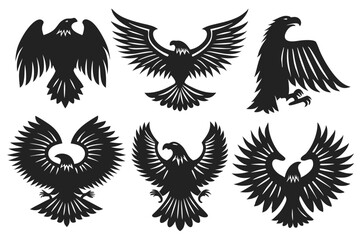 set of Eagle  Silhouette vector illustration