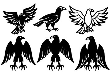 set of Eagle  Silhouette vector illustration
