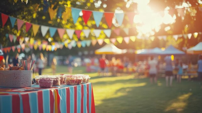 Outdoor Fundraiser with Students Selling Homemade Goods - Powered by Adobe