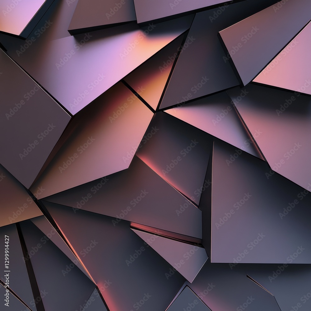 Leinwandbilder abstract geometric composition: metallic triangles with soft light and shadows for modern design