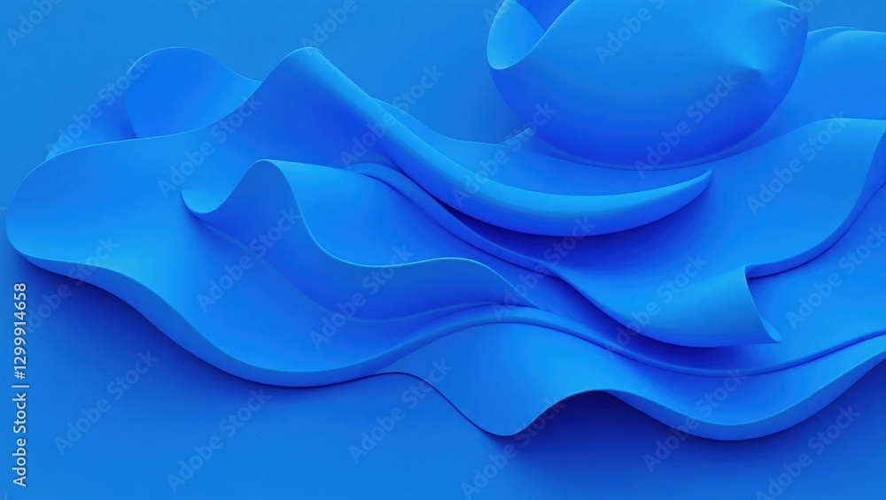Aufkleber vibrant blue abstract background with smooth waves and circular element