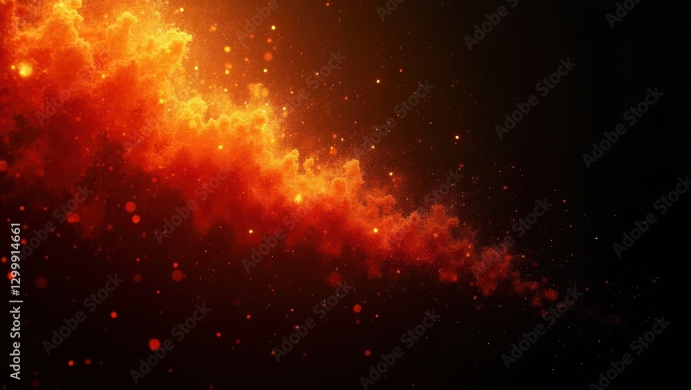 Aufkleber abstract fire cloud with sparkling particle effects on dark background