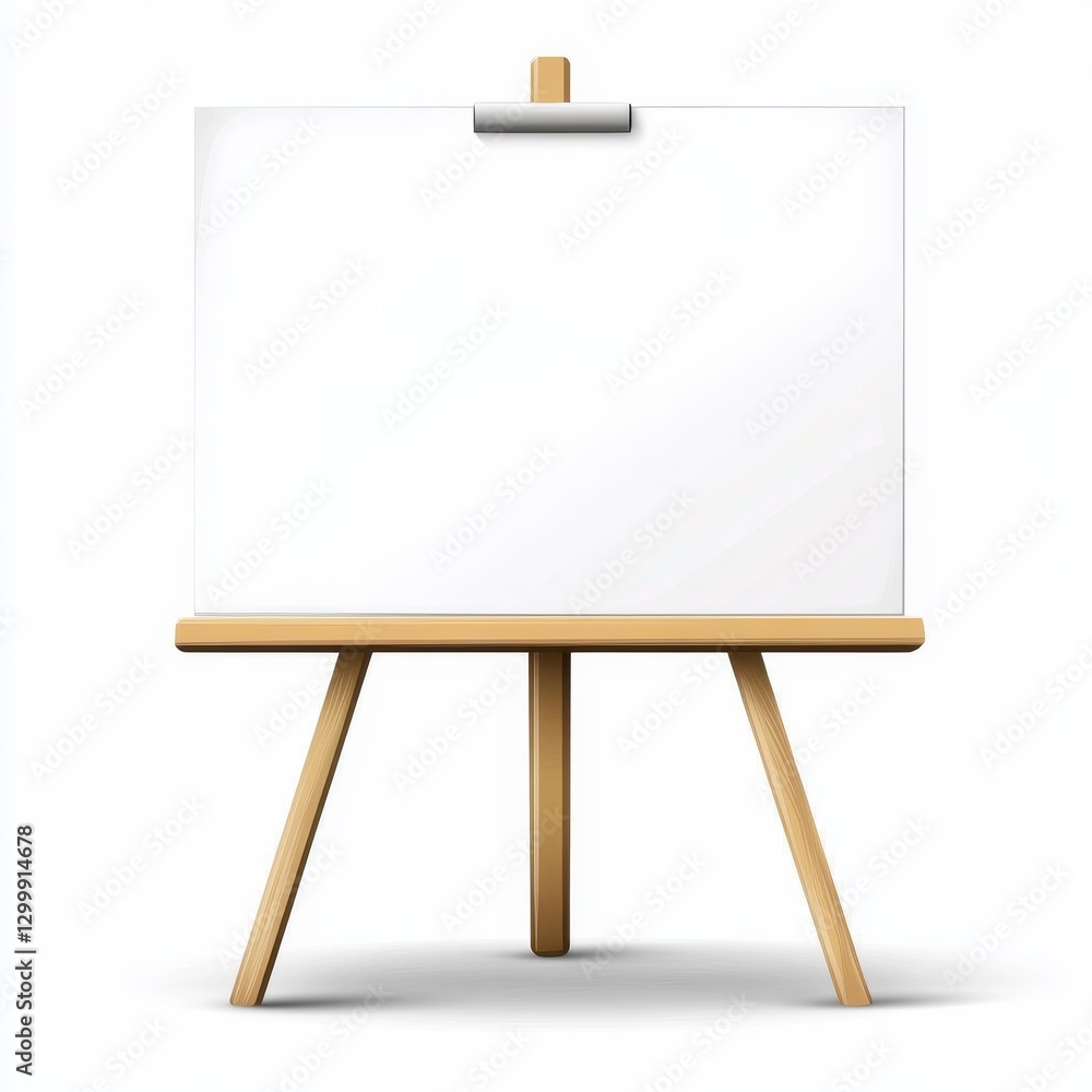 Aufkleber blank canvas on wooden easel: a clean slate for creative expression and artistic ventures.