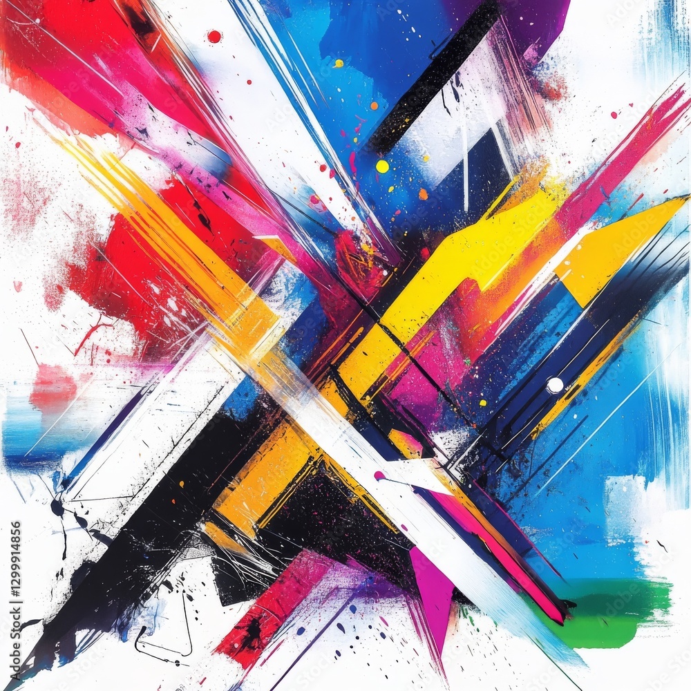 Leinwandbilder dynamic abstract composition with bold brushstrokes and vibrant color explosions on white canvas