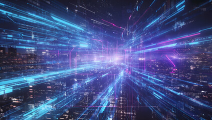 Obraz premium High-Tech Futuristic Background with Neon Lights