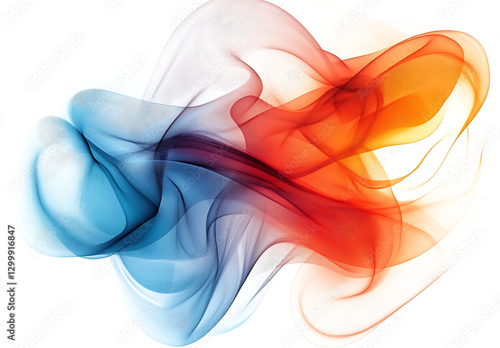 Poster harmonious patterns swirling in an abstract shape isolated on a white and transparent background, ge