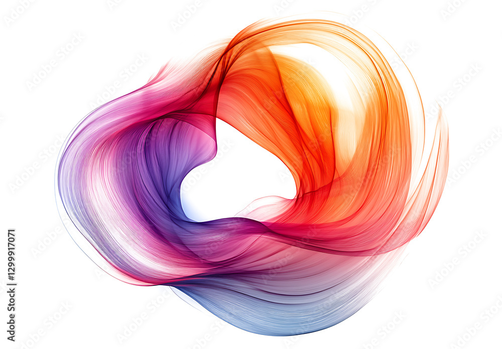 Poster harmonious patterns swirling in an abstract shape isolated on a white and transparent background, ge