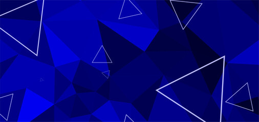 Blue Polyhedra: White Outlined Triangles in Geometric Mosaic