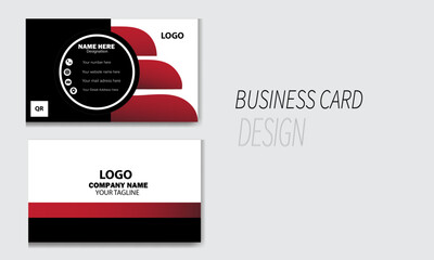 modern business card template design with black and red color
