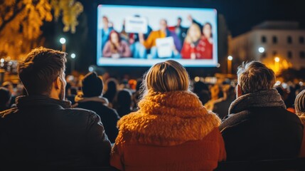 Vibrant Night Election Results on Outdoor Screen