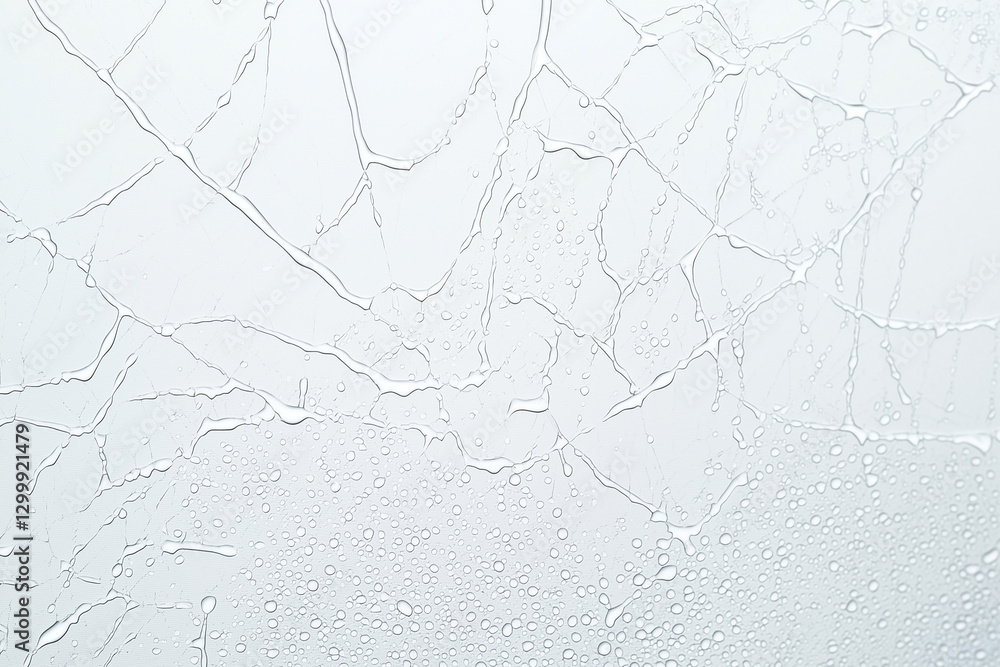 Poster close up view of raindrops delicately resting on spider web, showcasing intricate and organic patter