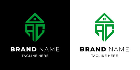 AC Letter Logo with House, Illustration, Design Inspiration, Vector, Icon

