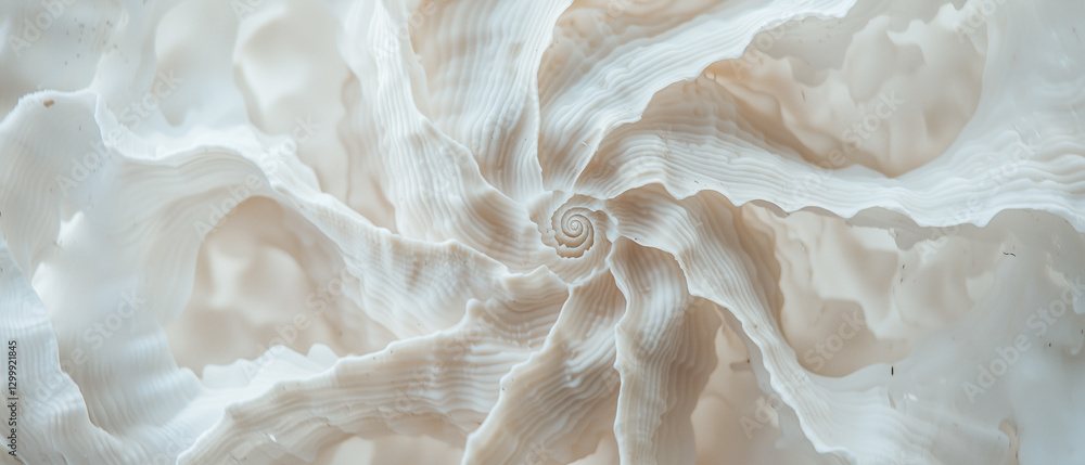 Aufkleber Macro shot of seashell capturing unique texture and intricate spiral pattern, showcasing natural beauty