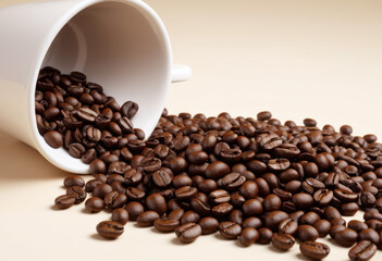 Pouring beans from miniature creative cups