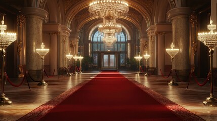 Obraz premium Grand Palace Lobby Red Carpet Entrance