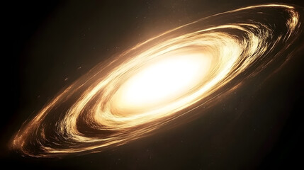 Leuchtende Spiralgalaxie mit goldenem Licht im tiefen Universum 