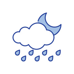 Night Moderate Rain Icon vector stock illustration