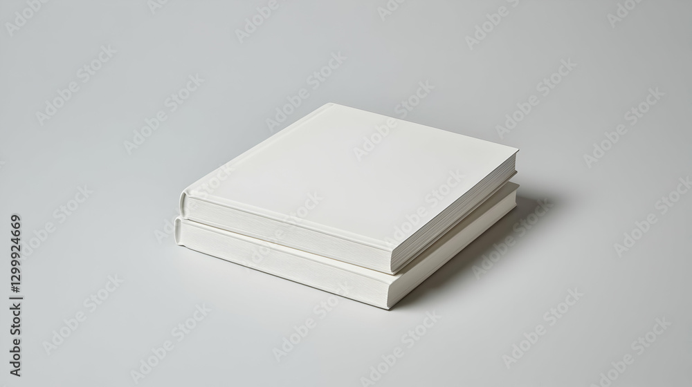 Poster stacked white paperboard boxes against light gray background displaying minimalist design