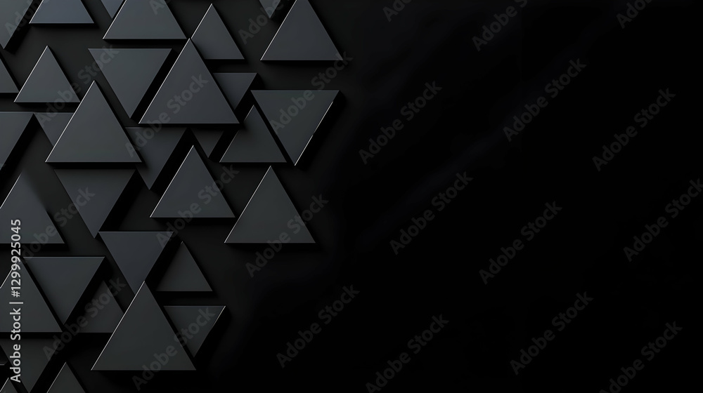 Poster black geometric triangle pattern with subtle shadow on dark background