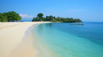 Serene Island Beach:  Turquoise Waters, White Sand, Tropical Paradise
