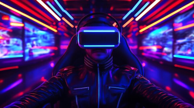 A person using virtual reality goggles while playing an immersive video game