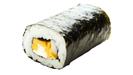 A sushi roll with a delicate drizzle of unagi sauce
