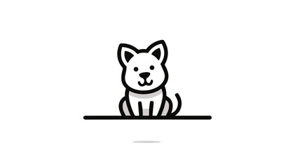 icon, Cute sitting dog icon with a happy expression in a minimalistic style on a white background