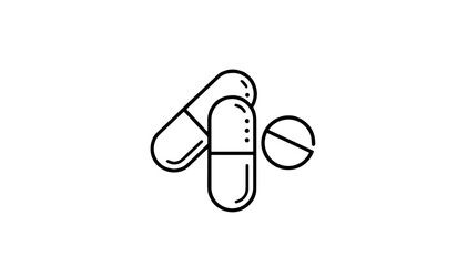 icon, Capsules and pills arranged in a creative style on a white background