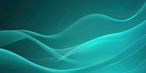 Fototapeta premium Abstract teal background with flowing lines and subtle sparkles