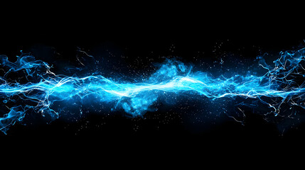 Abstract Blue Energy Wave Displaying Digital Motion Against Black Background