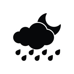 Night Moderate Rain Icon vector stock illustration