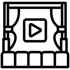 Movie black outline, mini illustration icon. use for modern concept, print, UI, UX kit, web and app development. Vector EPS 10, related to entertainment, festival, funfair and hobbies.